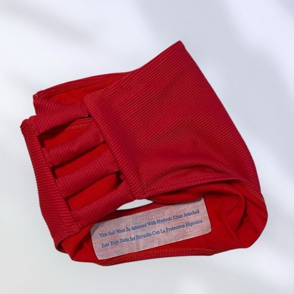 HEAT Bikini Set NEW Halter Top High Waist Bottoms Red Size M - Picture 7 of 11